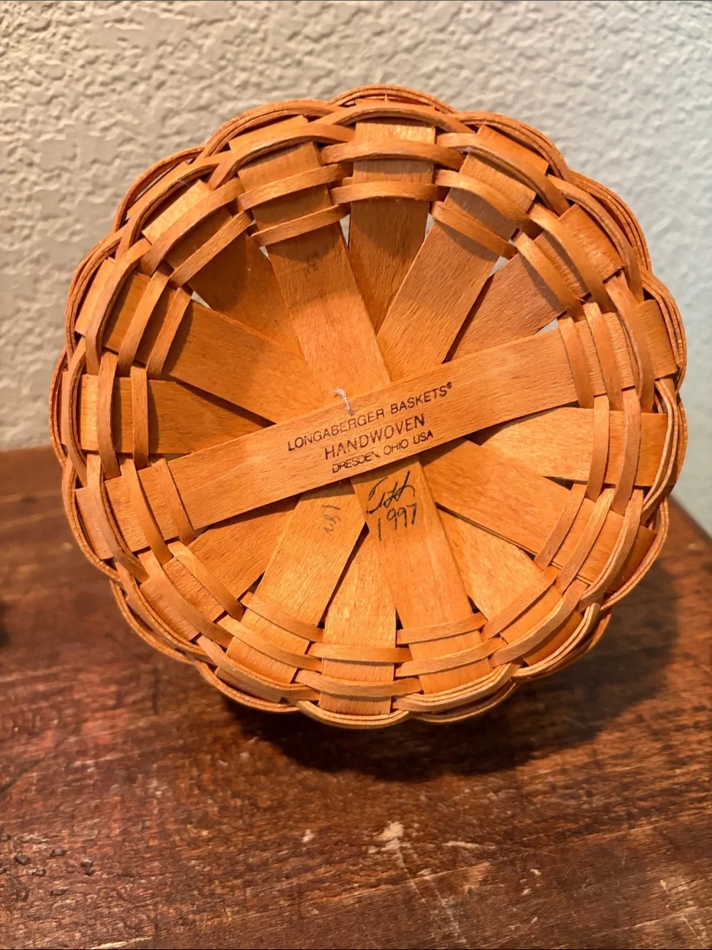 Longaberger Basket with Red & Blue Fabric Liner